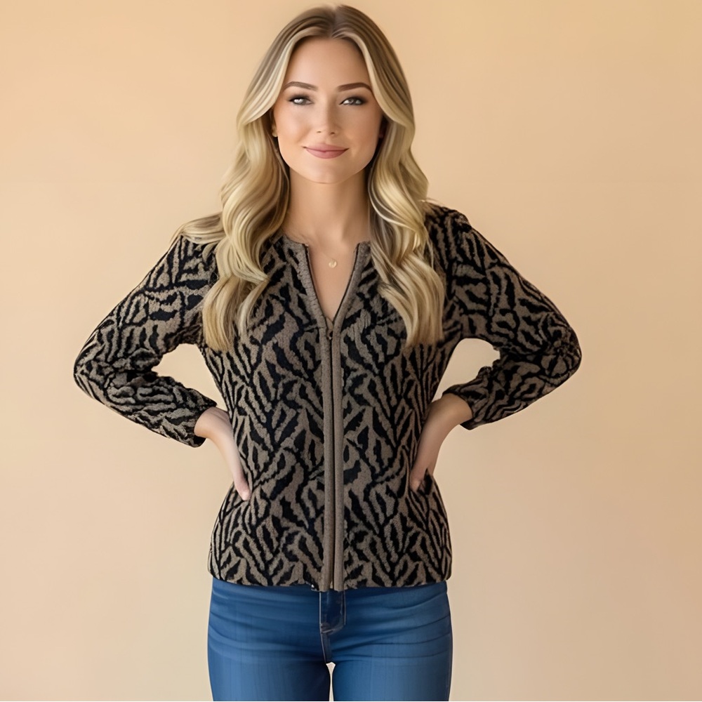 Animal Print Cardigan by Classic Alpaca - Size S